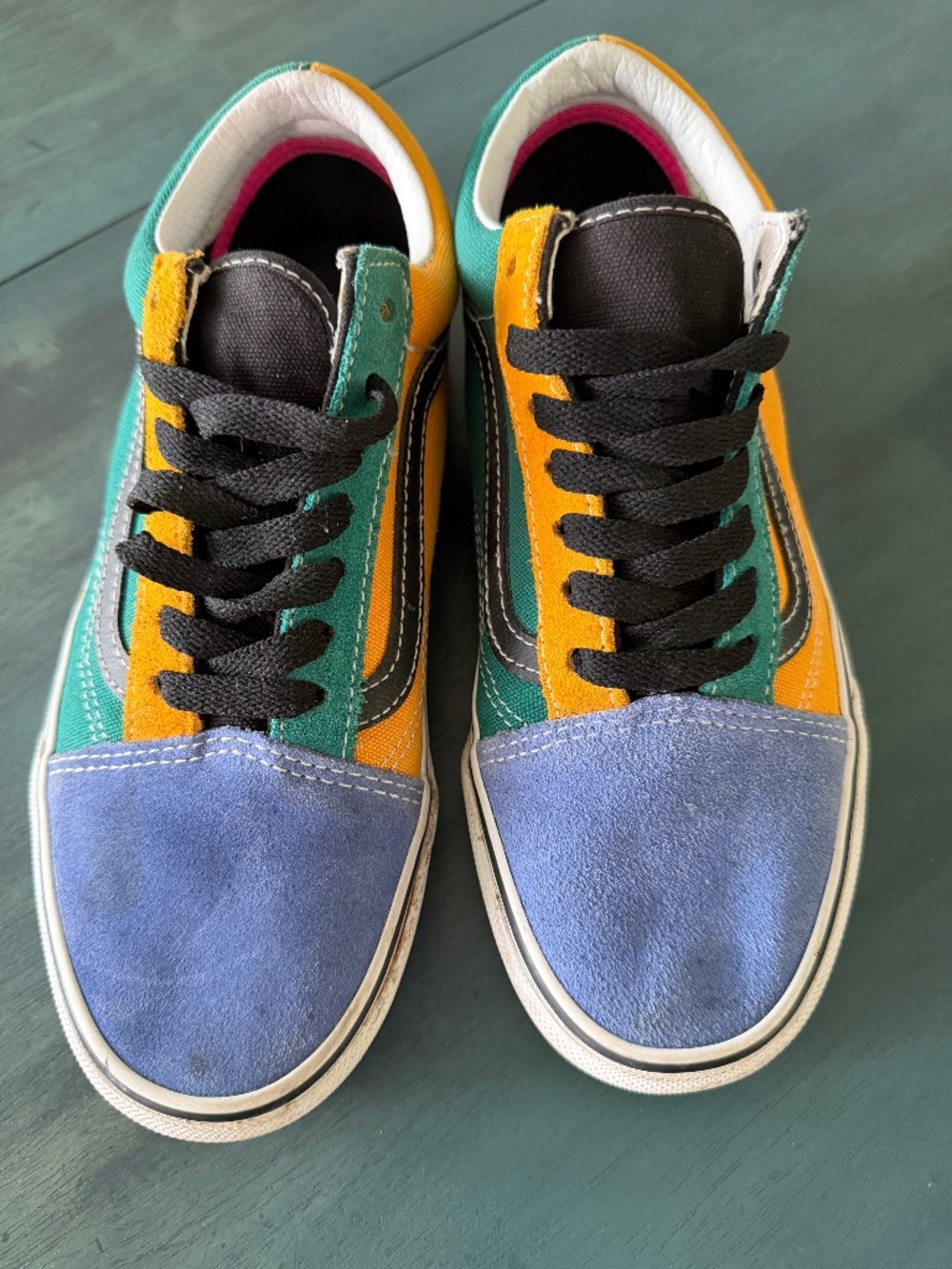 Vans Old School "Mix And Match" Cadium Yellow/Tidepool Size 6 men 7.5 Women